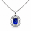 Atelier Gemstone 5.9 Carat Octagon Cut Lab Grown Cobalt Blue Spinel Pendant Necklace in 925 Sterling Silver