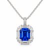 Atelier Gemstone 5.9 Carat Octagon Cut Lab Grown Cobalt Blue Spinel Pendant Necklace in 925 Sterling Silver