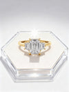 4.00ct Emerald Lab Grown Diamond Three-Stone Ring  with Trapezoid  Side Stones