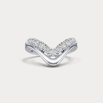Liora Muse Chevron V-Shaped Lab-Grown Diamond Ring in Sterling Silver