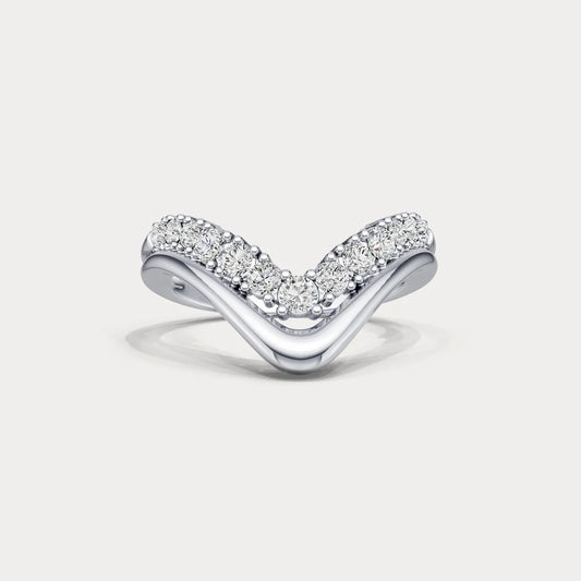 Liora Muse Chevron V-Shaped Lab-Grown Diamond Ring in Sterling Silver