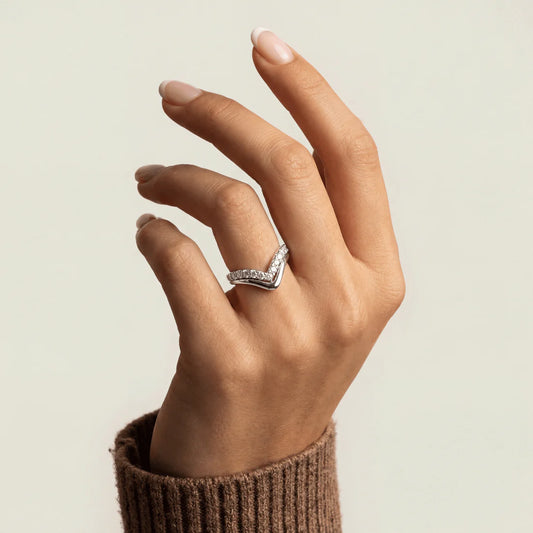 Liora Muse Chevron V-Shaped Lab-Grown Diamond Ring in Sterling Silver