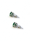Atelier Gemstone 2.6 Carat Round Cut Lab Grown Emerald Earrings in 925 Sterling Silver