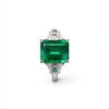 Atelier Gemstone 3.98 Carat Emerald Cut Lab Grown Emerald Ring in 925 Sterling Silver
