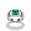 Atelier Gemstone 1.5 Carat Square Cut Emerald Men's Ring in 925 Sterling Silver