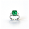 Atelier Gemstone 3.98 Carat Emerald Cut Lab Grown Emerald Ring in 925 Sterling Silver