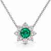 Atelier Gemstone 1.9 Carat Round Cut Lab Grown Emerald Halo Pendant Necklace in 925 Sterling Silver