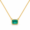 Atelier Gemstone 1.3 Carat Emerald Cut Lab Grown Emerald Pendant Necklace in 925 Sterling Silver