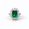 Atelier Gemstone 3.13 Carat Emerald-Cut Lab-Grown Emerald 2-in-1 Ring & Necklace with 1.73 Carat Side Diamonds in 18K White Gold