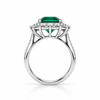 Atelier Gemstone 4.83 Carat Emerald Cut Lab-Grown Emerald Ring with 1.81 Carat Side Diamonds in Platinum
