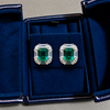 Atelier Gemstone 4.2 Carat Emerald Cut Lab Grown Emerald Earrings in 925 Sterling Silver