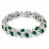 Atelier Gemstone 9.21 Carat Oval Cut Lab Grown Emerald Bracelet in 925 Sterling Silver