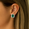 Atelier Gemstone 4.2 Carat Emerald Cut Lab Grown Emerald Earrings in 925 Sterling Silver