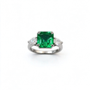 Atelier Gemstone 3 Carat Square Cut Emerald Ring in 925 Sterling Silver