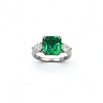 Atelier Gemstone 3 Carat Square Cut Emerald Ring in 925 Sterling Silver
