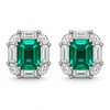 Atelier Gemstone 4.2 Carat Emerald Cut Lab Grown Emerald Earrings in 925 Sterling Silver