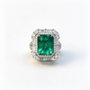 Atelier Gemstone 4.83 Carat Emerald Cut Lab-Grown Emerald Ring with 1.81 Carat Side Diamonds in Platinum