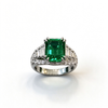 Atelier Gemstone 5.82 Carat Emerald Cut Lab Grown Emerald Ring in 925 Sterling Silver