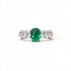 Atelier Gemstone 1.65 Carat Cabochon Cut Lab Grown Emerald Ring in 925 Sterling Silver