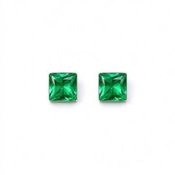 Atelier Gemstone 1.1 Carat Square Cut Lab Grown Emerald Earrings in 925 Sterling Silver
