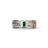 Atelier Gemstone 0.17 Carat Baguette Cut Emerald Men's Ring in 925 Sterling Silver
