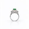 Atelier Gemstone 2.3 Carat Emerald Cut Lab Grown Emerald Halo Ring in 925 Sterling Silver