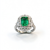 Atelier Gemstone 2.3 Carat Emerald Cut Lab Grown Emerald Halo Ring in 925 Sterling Silver