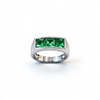 Atelier Gemstone 1.75 Carat Baguette Cut Lab Grown Emerald Men's Ring in 925 Sterling Silver