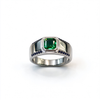 Atelier Gemstone 0.8 Carat Square Cut Lab Grown Emerald Men's Ring in 925 Sterling Silver