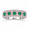 Atelier Gemstone 0.759 Carat Round Cut Lab Grown Emerald Ring in 925 Sterling Silver