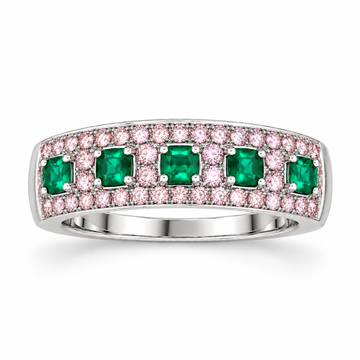 Atelier Gemstone 0.759 Carat Round Cut Lab Grown Emerald Ring in 925 Sterling Silver