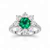 Atelier Gemstone 2.6 Carat Round Cut Lab Grown Emerald Halo Ring in 925 Sterling Silver
