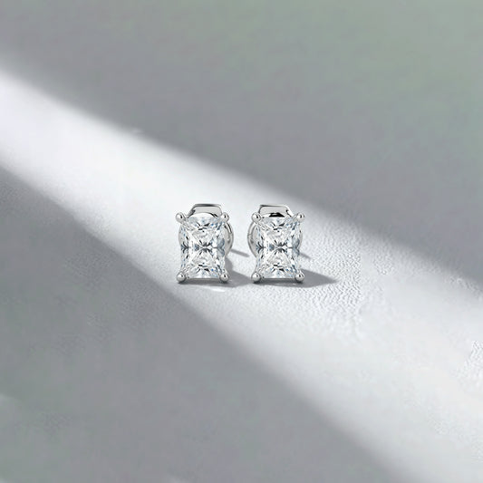 2.00 ct Radiant Cut Classic 4-Prong Lab-Grown Diamond Stud Earrings (1.00 ct per ear)
