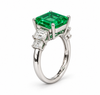 Atelier Gemstone 7.21 Carat Emerald Cut Lab Grown Green Sapphire Ring in 925 Sterling Silver