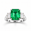 Atelier Gemstone 7.21 Carat Emerald Cut Lab Grown Green Sapphire Ring in 925 Sterling Silver