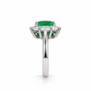 Atelier Gemstone 2.19 Carat Square Cut Lab Grown Green Sapphire Halo Ring in 925 Sterling Silver