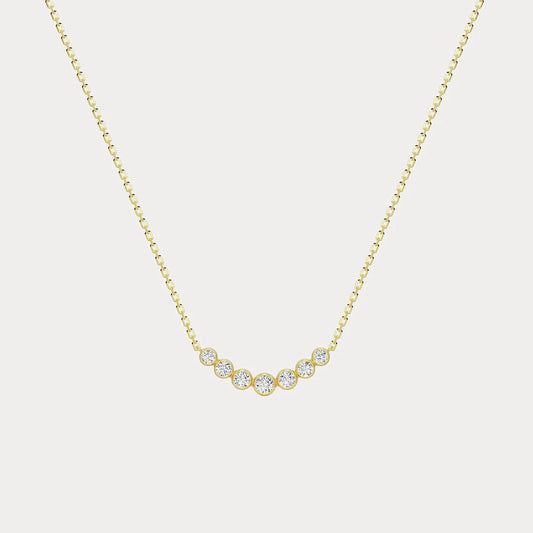 Liora Muse Seven-Stone Bezel-Set Lab-Grown Diamond Bar Necklace in 9K Solid Gold