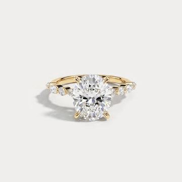 Liora Muse 1ct Oval Lab Diamond Engagement Ring with Marquise and Round Accent Diamonds
