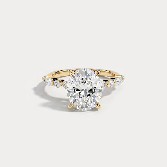 Liora Muse 1ct Oval Lab Diamond Engagement Ring with Marquise and Round Accent Diamonds