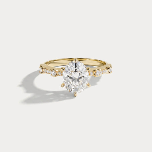 Liora Muse 1ct Oval Lab Diamond Scalloped Pavé Engagement Ring