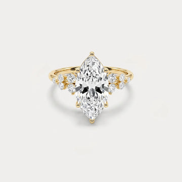 Liora Muse 1ct Marquise Lab Diamond Engagement Ring with Floral Diamond Cluster Accents