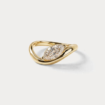 Liora Muse 1 CT Marquise-Shaped Lab Grown Diamond Curved Ring in 9K Solid Gold