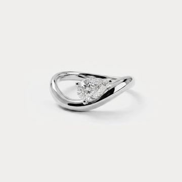 Liora Muse 0.75 CT Prong Pear Lab Grown Diamond Wave Ring in Sterling Silver