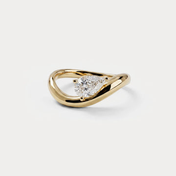 Liora Muse 1 CT Prong Pear Lab Grown Diamond Wave Ring in 9K Solid Gold
