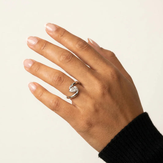 Liora Muse Modern Pear Cut 1CT Lab Diamond Bypass Engagement Ring