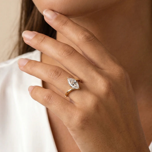 Liora Muse Marquise | Solitaire Lab Diamond Twisted Band Engagement Ring