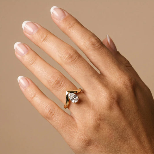 Liora Muse Pear-Cut | Lab-Grown Diamond Chevron Solitaire Engagement Ring