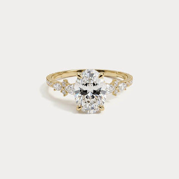 Liora Muse 2ct Oval Lab Diamond Floral Vine Accent Pavé Engagement Ring