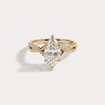 Liora Muse 1ct Marquise Lab Diamond Twisted Split Shank Pavé Engagement Ring