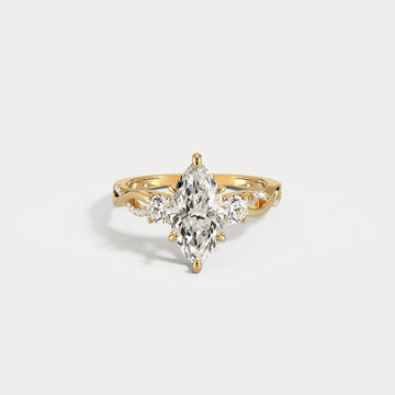 Liora Muse Marquise 2CT Lab-Grown Diamond Twisted Engagement Ring with Side Accents